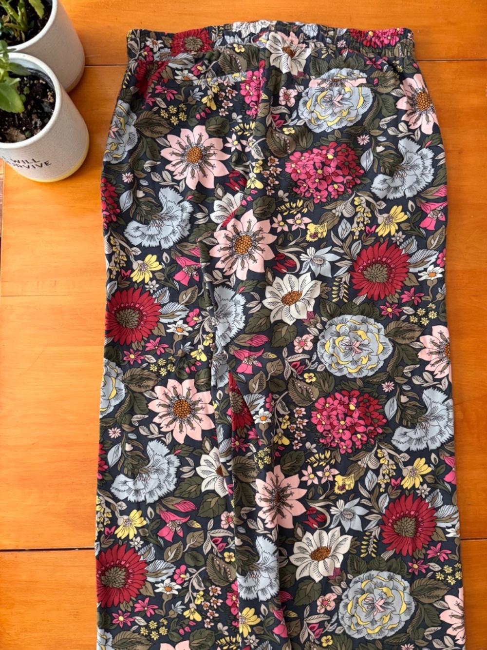 LOFT Floral Wide Leg Pants Large Rayon Drawstring Pull-On Pockets Cottagecore - Picture 2 of 7